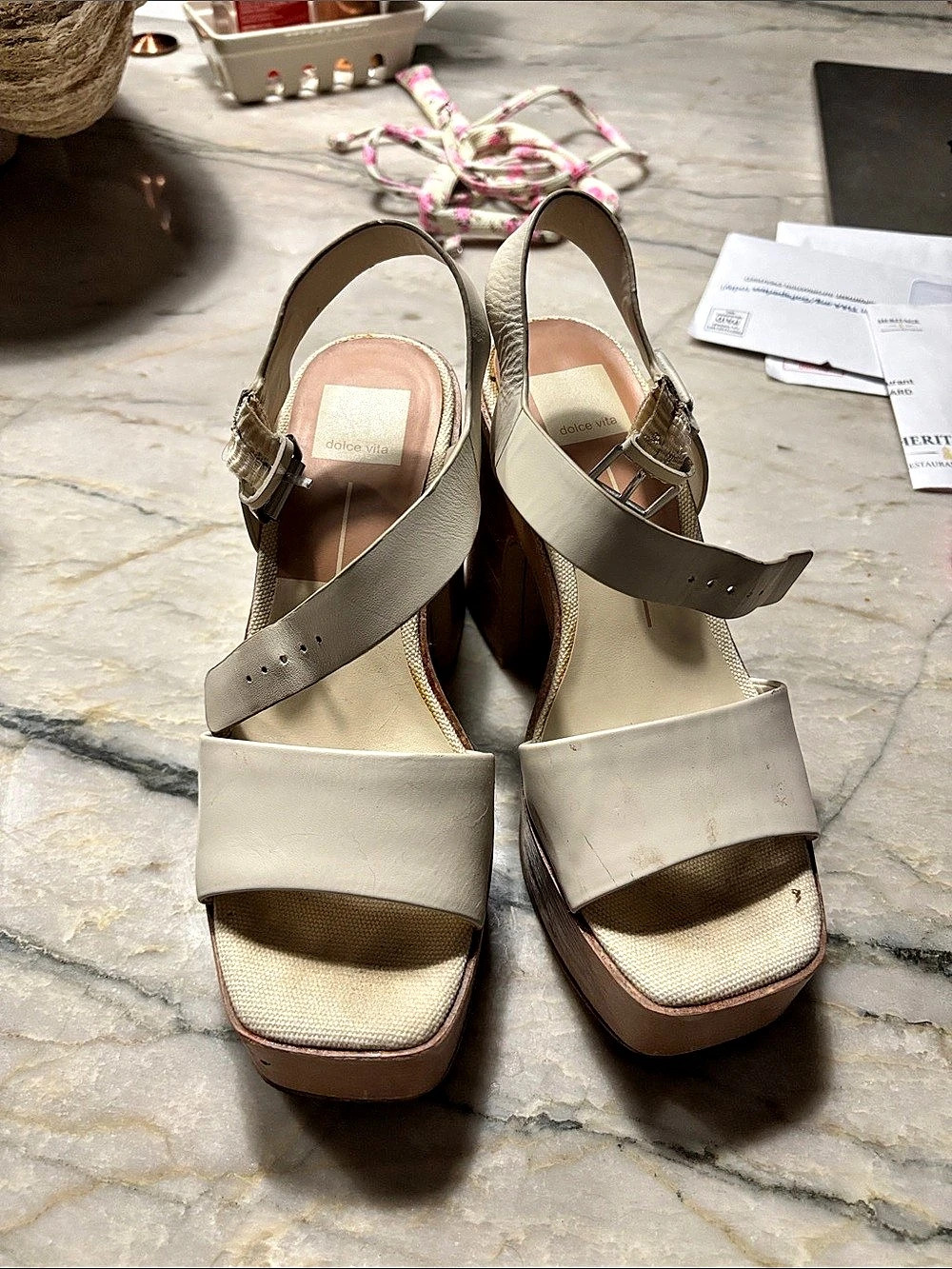 Dolce Vita Women's Beige & Brown Wedge Sandals